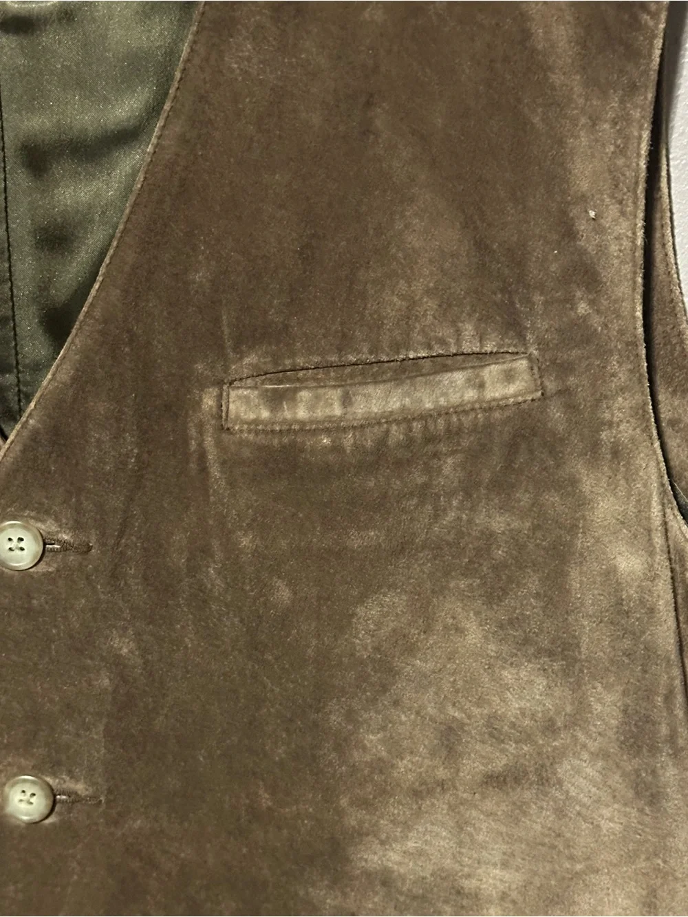 The Territory Ahead Vest Tan Brown Button Quilted Western Leather suede VTG -XXL